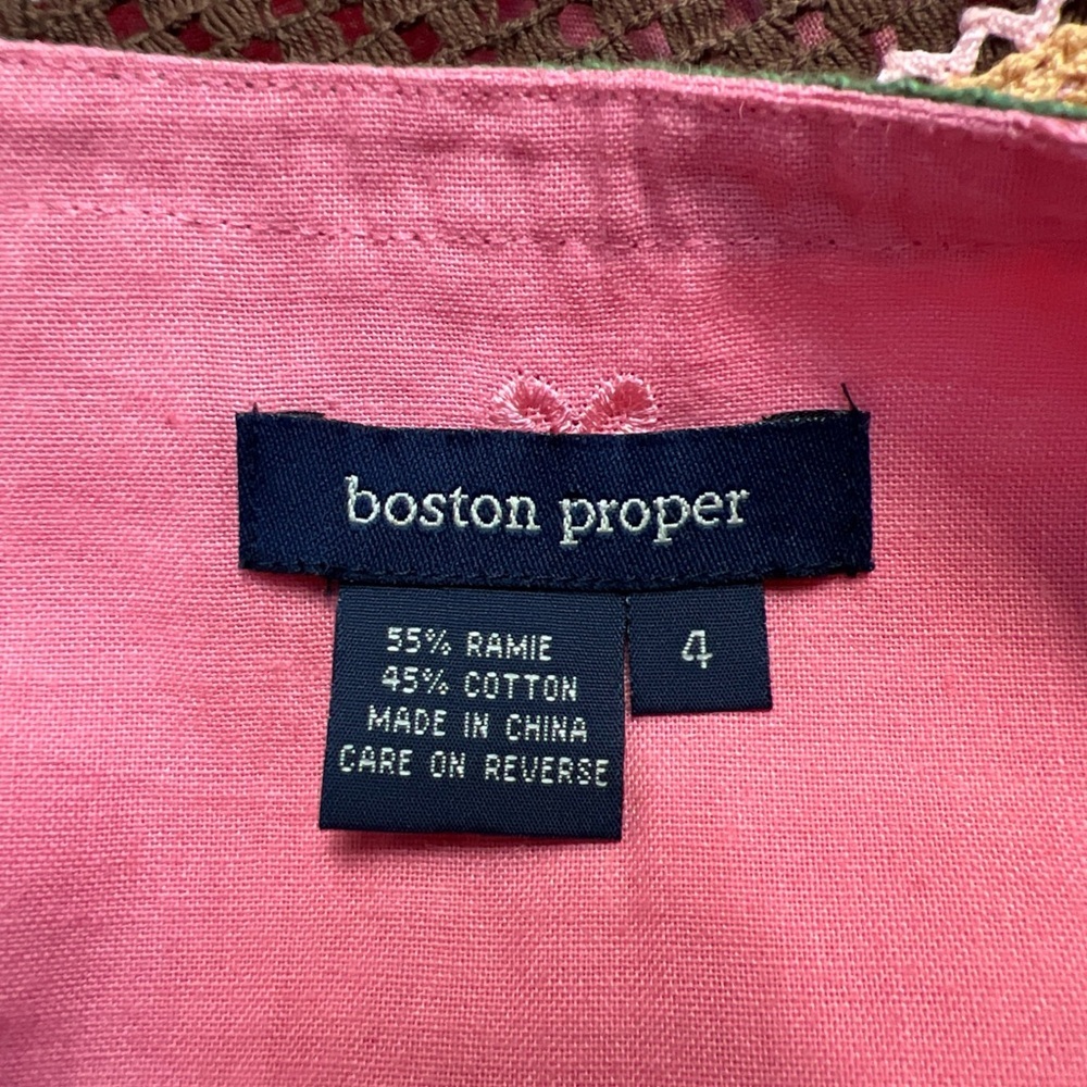 Boston Proper Pink Striped Floral Embroidered Crochet Lace Preppy‎ Boho Skirt - Picture 7 of 8